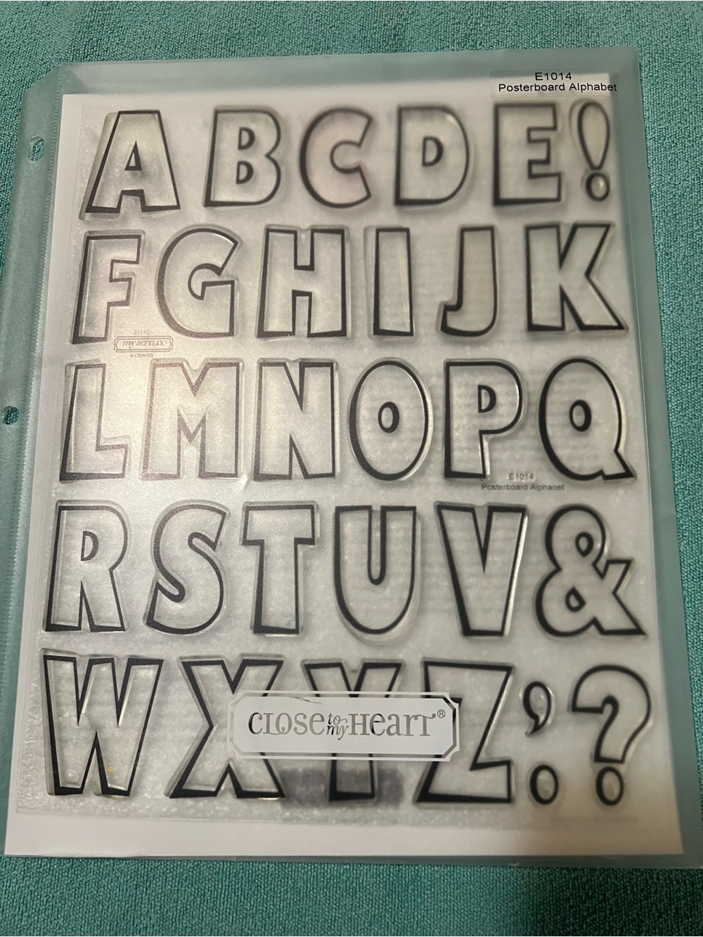 NEW Close to My Heart Posterboard Alphabet Sticker Sheet - Black Outline Letters